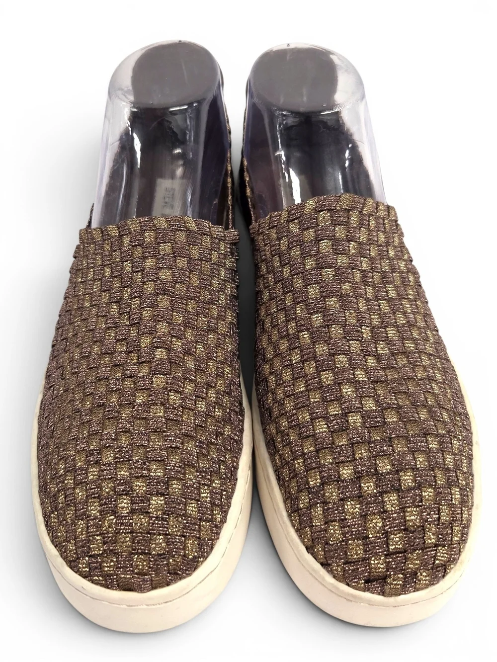 Steve Madden EXX Metallic Bronze Woven Slip-On Sneakers Size 9 EUC